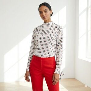 Equipment Femme floral silk tie neck blouse - XS